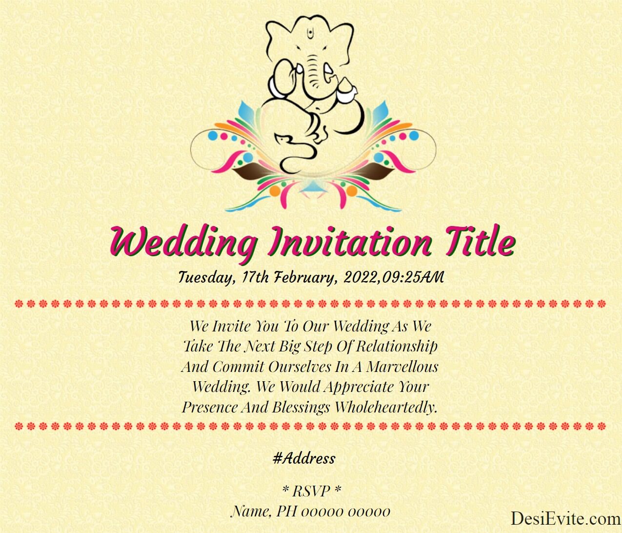 Ganesha Wedding Invitation ecard